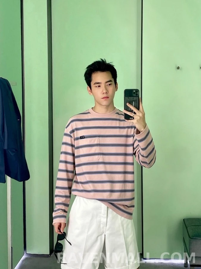프라다 프라다 스트라이프 디스트로이드 긴팔 티셔츠 상세 이미지
