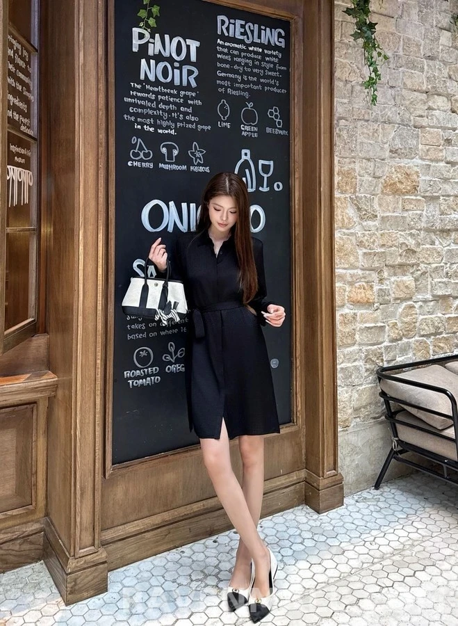 에르메스 에르메스 자카드 카라 벨티드 원피스 상세 이미지