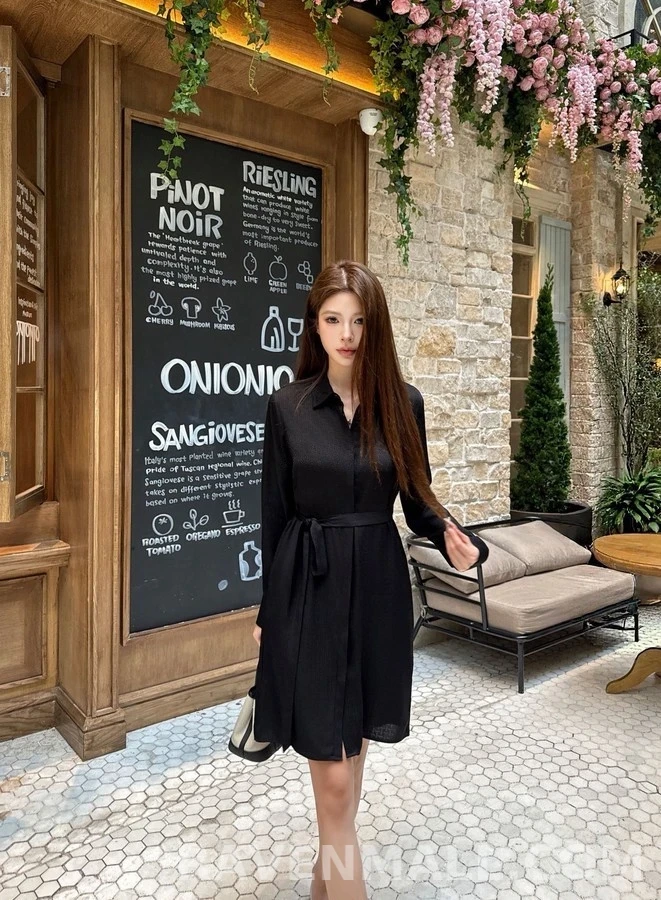 에르메스 에르메스 자카드 카라 벨티드 원피스 상세 이미지