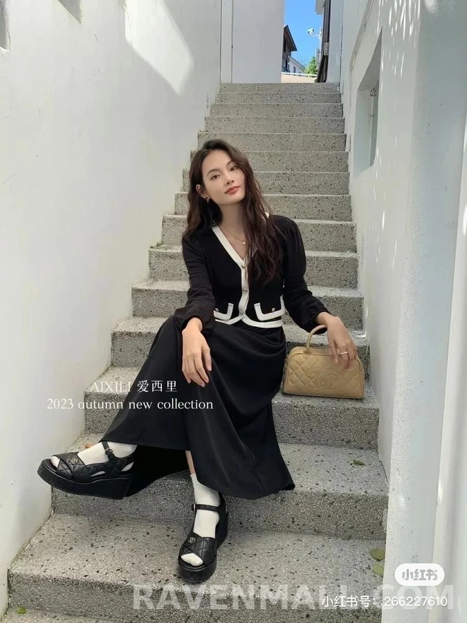 샤넬 샤넬 퀼팅 플랫폼 웨지 샌들 상세 이미지
