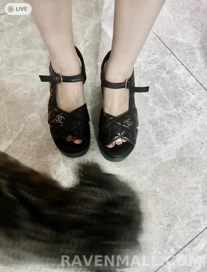 샤넬 샤넬 퀼팅 플랫폼 웨지 샌들 상세 이미지