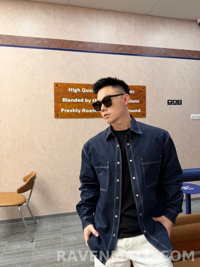 펜디 펜디 자수 콘트라스트 스티치 셔츠 상세 이미지