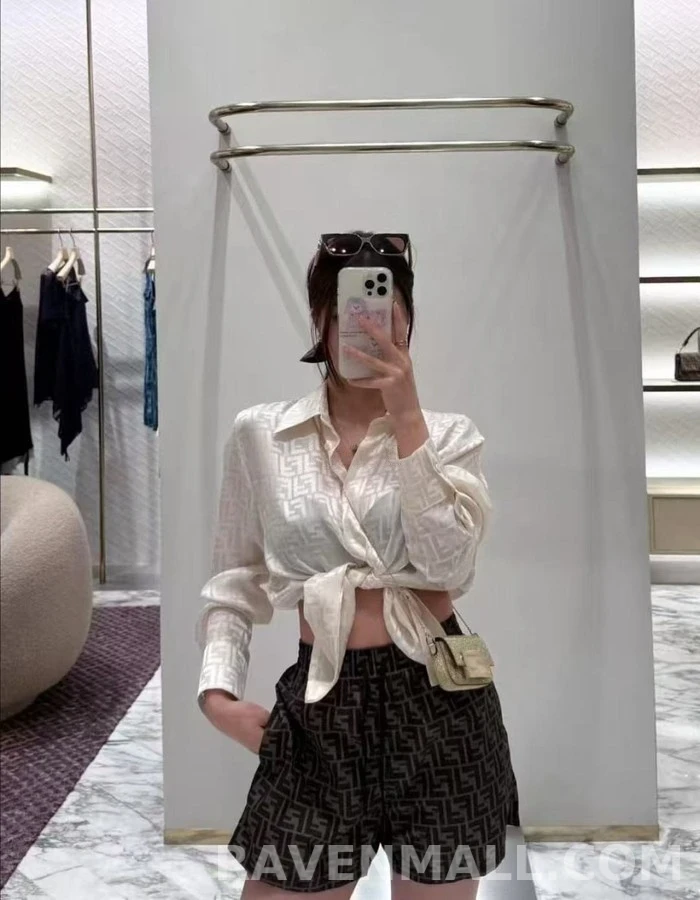 펜디 펜디 로고 자카드 사틴 셔츠 상세 이미지