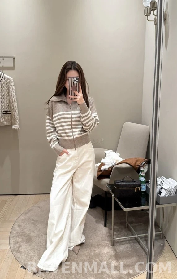 브루넬로 쿠치넬리 브루넬로 쿠치넬리 스트라이프 양방향 지퍼 가디건 상세 이미지