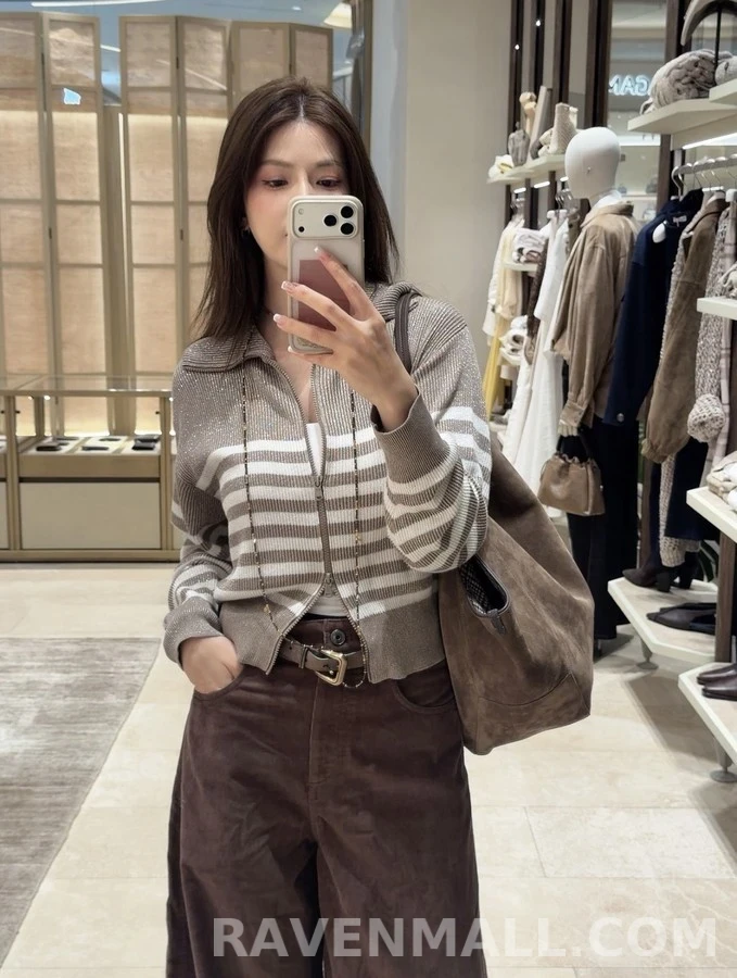 브루넬로 쿠치넬리 브루넬로 쿠치넬리 스트라이프 양방향 지퍼 가디건 상세 이미지