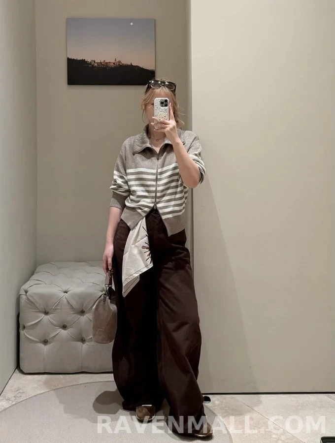 브루넬로 쿠치넬리 브루넬로 쿠치넬리 스트라이프 양방향 지퍼 가디건 상세 이미지