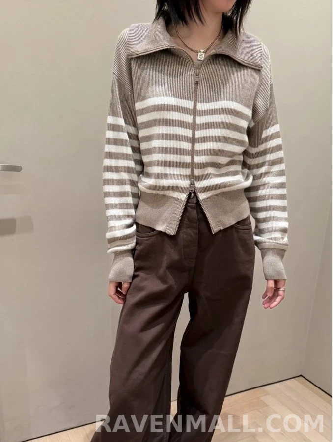 브루넬로 쿠치넬리 브루넬로 쿠치넬리 스트라이프 양방향 지퍼 가디건 상세 이미지