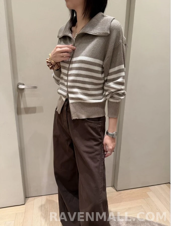 브루넬로 쿠치넬리 브루넬로 쿠치넬리 스트라이프 양방향 지퍼 가디건 상세 이미지