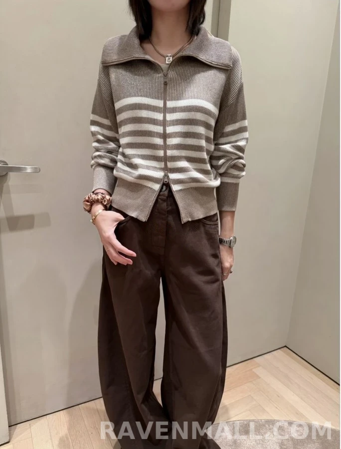 브루넬로 쿠치넬리 브루넬로 쿠치넬리 스트라이프 양방향 지퍼 가디건 상세 이미지