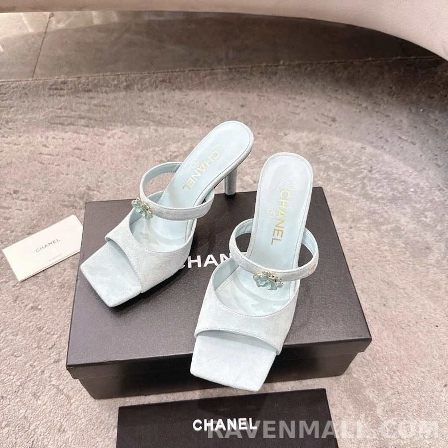 샤넬 샤넬 까멜리아 장식 뮬 샌들 상세 이미지