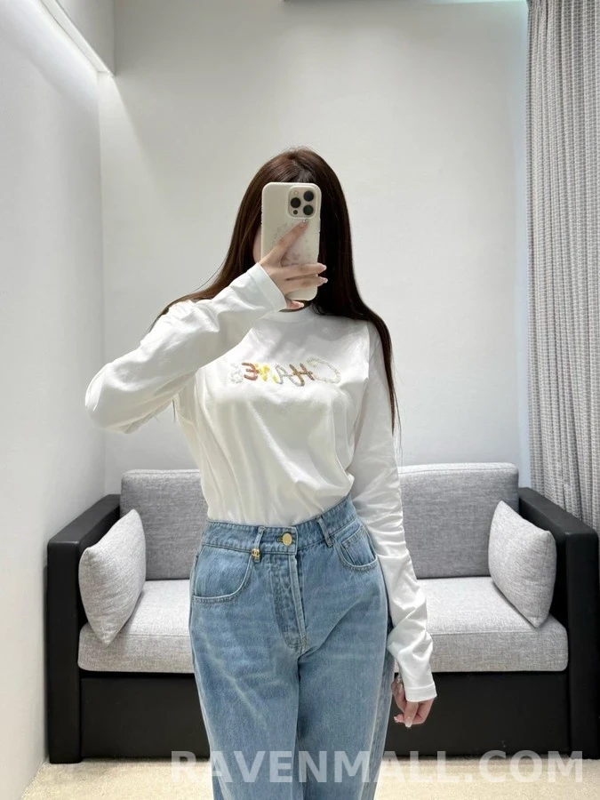 샤넬 샤넬 컬러 진주 자수 긴팔 티셔츠 상세 이미지