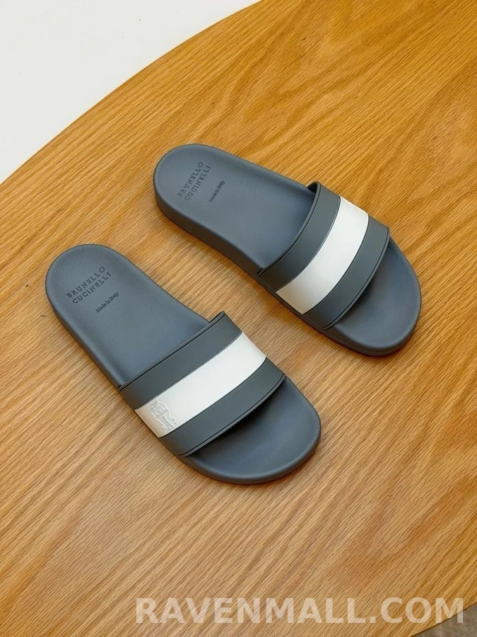 브루넬로 쿠치넬리 브루넬로 쿠치넬리 스트라이프 슬라이드 샌들 상세 이미지