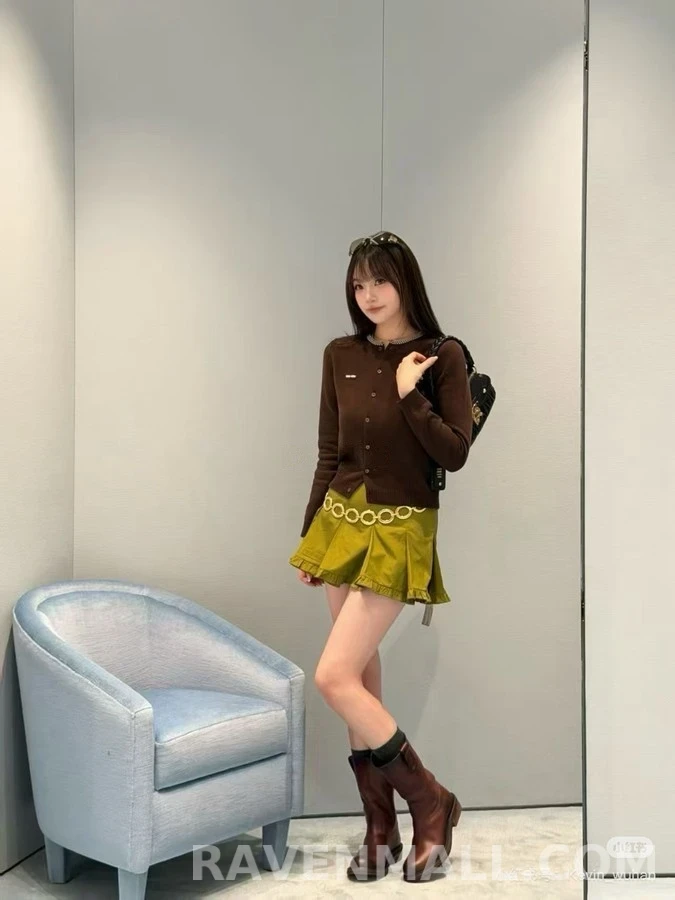 미우미우 미우미우 자수 펀칭 카라 니트 가디건 상세 이미지