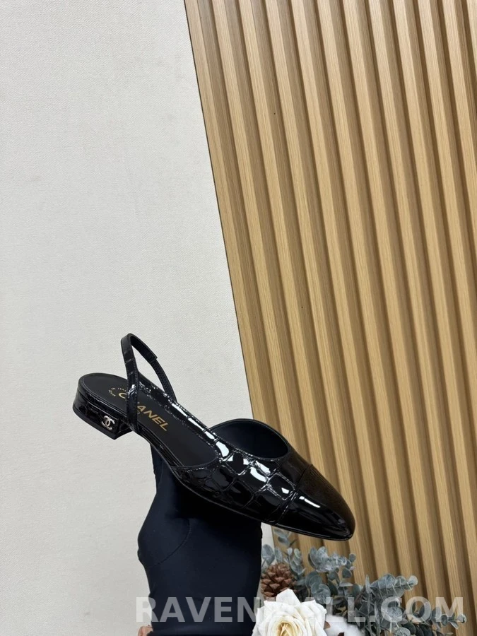 샤넬 샤넬 악어 엠보싱 에나멜 슬링백 플랫 상세 이미지