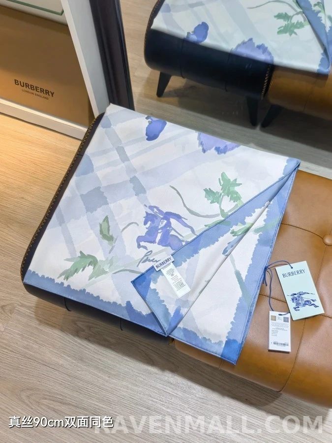 버버리 버버리 수채화 플라워 격자무늬 스카프 상세 이미지