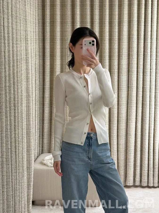 샤넬 샤넬 큐빅 플라워 버튼 니트 가디건 상세 이미지