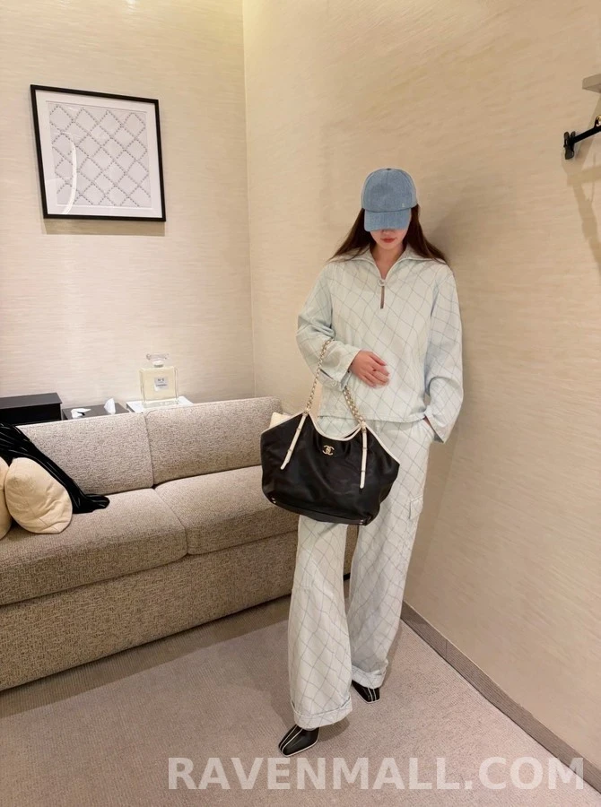 샤넬 샤넬 퀼팅 폴로넥 데님 셔츠 상세 이미지