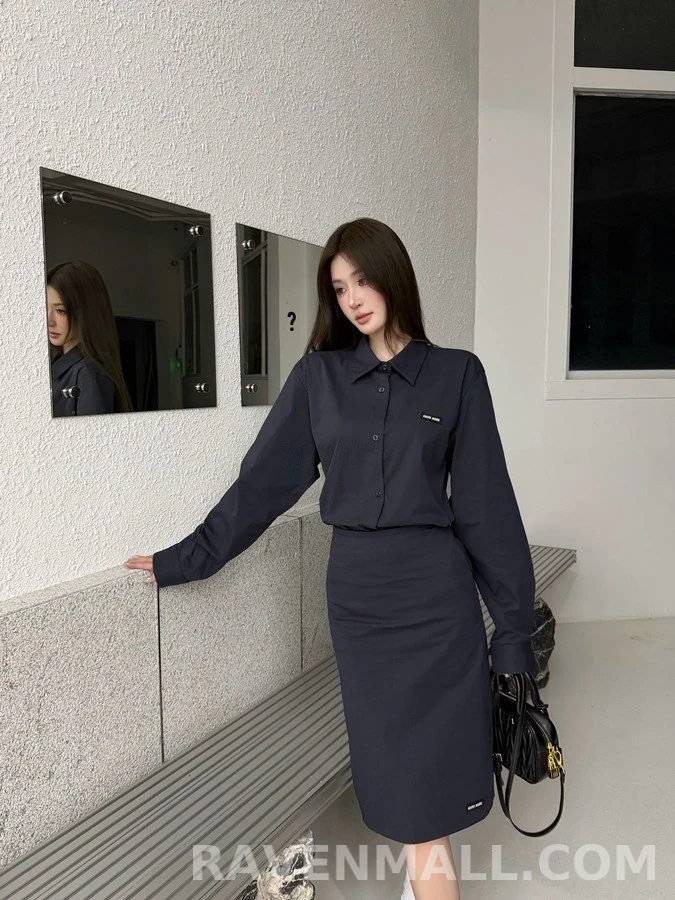 미우미우 미우미우 로고 태그 셔츠 상세 이미지