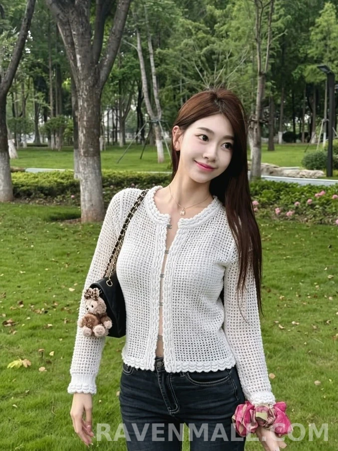 샤넬 샤넬 웨이브 펀칭 니트 가디건 상세 이미지