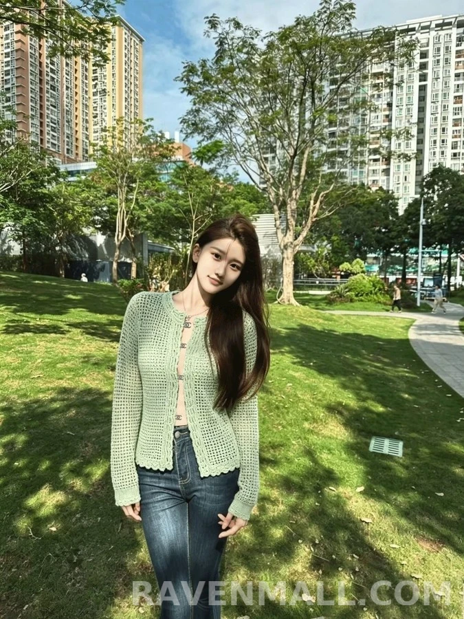 샤넬 샤넬 메쉬 펀칭 니트 가디건 상세 이미지