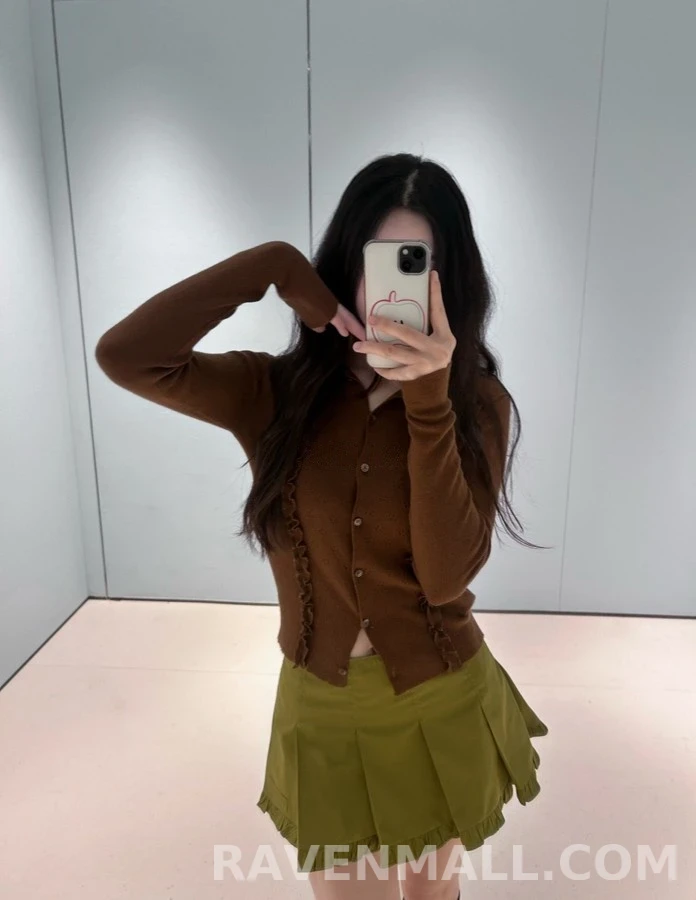 미우미우 미우미우 카라 러플 니트 가디건 상세 이미지