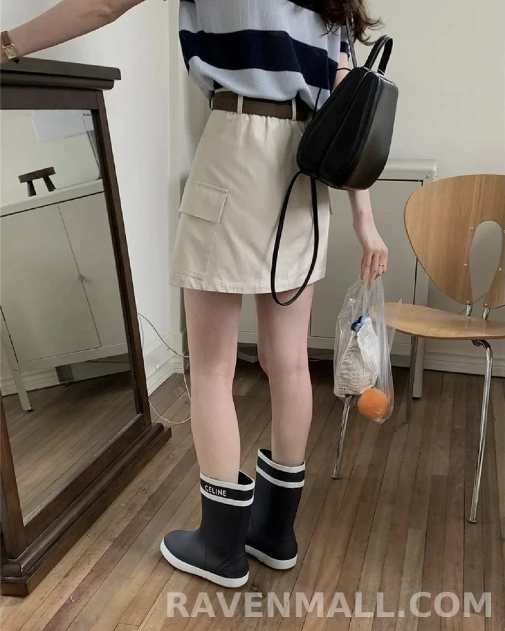셀린느 셀린느 로고 스트라이프 레인 부츠 상세 이미지