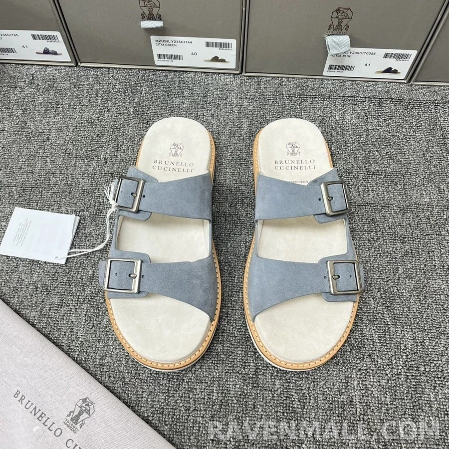 브루넬로 쿠치넬리 브루넬로 쿠치넬리 스웨이드 버클 샌들 상세 이미지