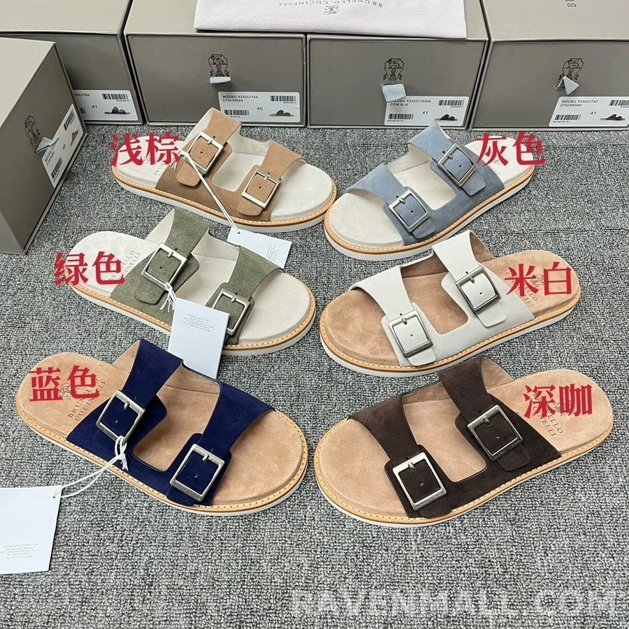 브루넬로 쿠치넬리 브루넬로 쿠치넬리 스웨이드 버클 샌들 상세 이미지