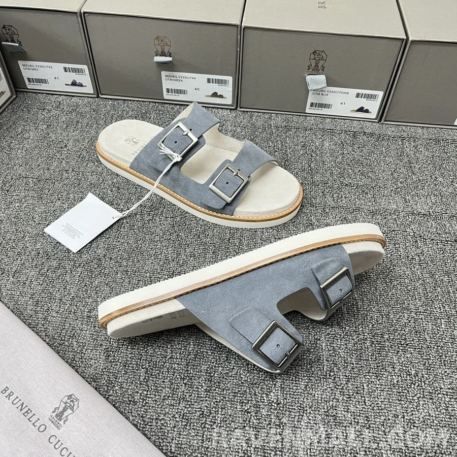 브루넬로 쿠치넬리 브루넬로 쿠치넬리 스웨이드 버클 샌들 상세 이미지