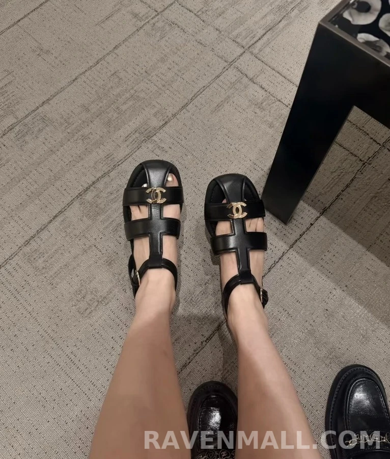샤넬 샤넬 로고 로마 스트랩 샌들 상세 이미지
