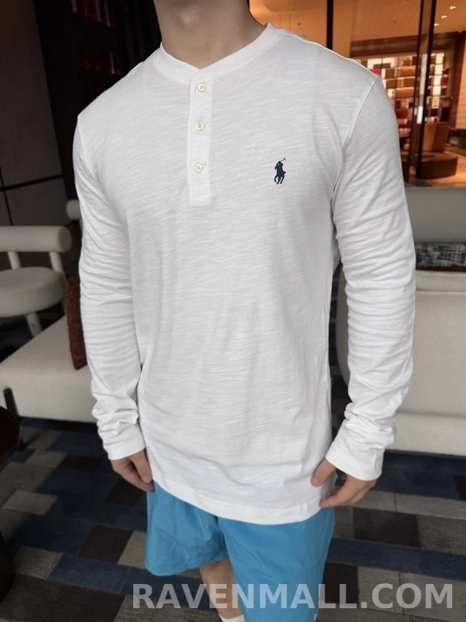 폴로 랄프 로렌 폴로 랄프 로렌 자수 헨리넥 긴팔 티셔츠 상세 이미지