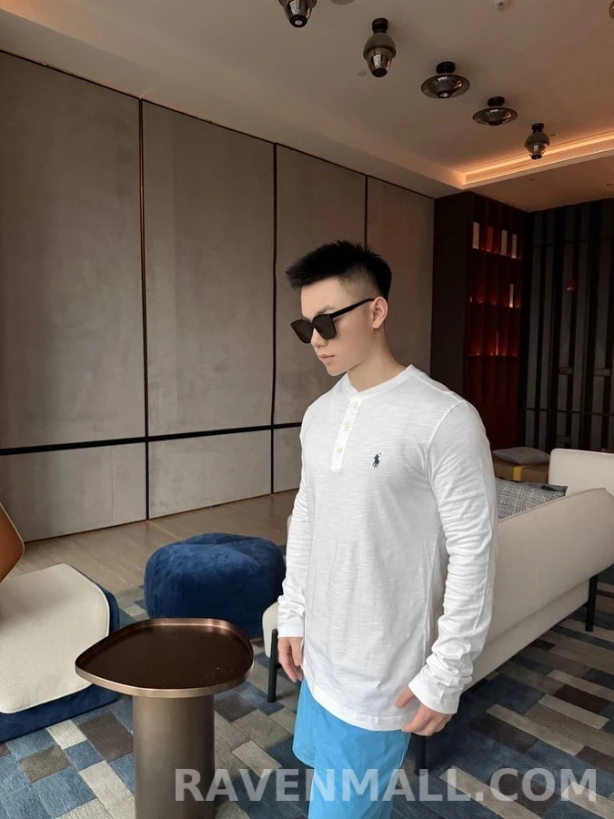 폴로 랄프 로렌 폴로 랄프 로렌 자수 헨리넥 긴팔 티셔츠 상세 이미지