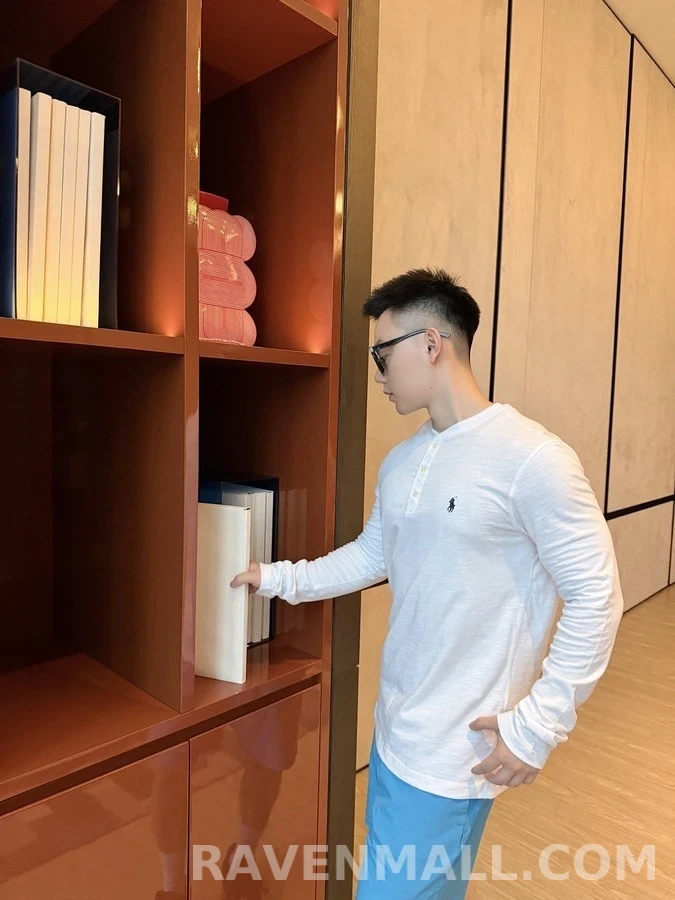 폴로 랄프 로렌 폴로 랄프 로렌 자수 헨리넥 긴팔 티셔츠 상세 이미지