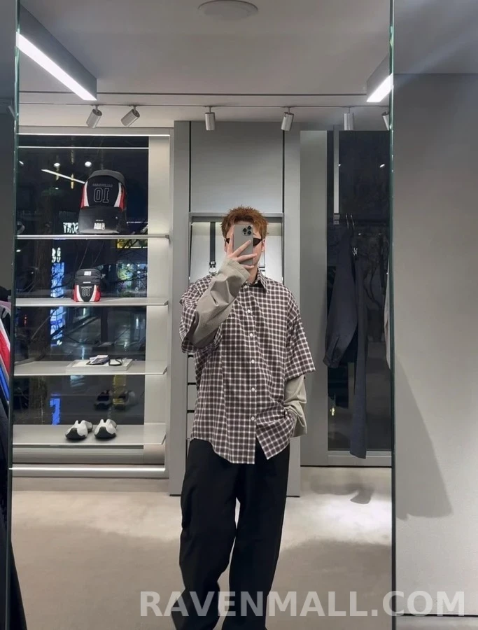 발렌시아가 발렌시아가 체크 페이크 레이어드 셔츠 상세 이미지
