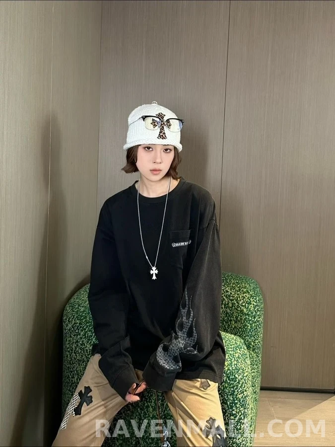 크롬하츠 크롬하츠 플레임 크로스 긴팔 티셔츠 상세 이미지