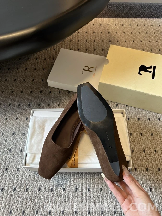 더로우 더로우 스웨이드 스퀘어 토 플랫 상세 이미지