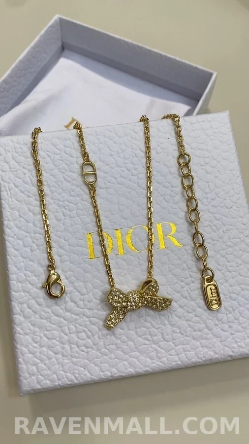 디올 디올 풀 다이아몬드 보우 목걸이 상세 이미지