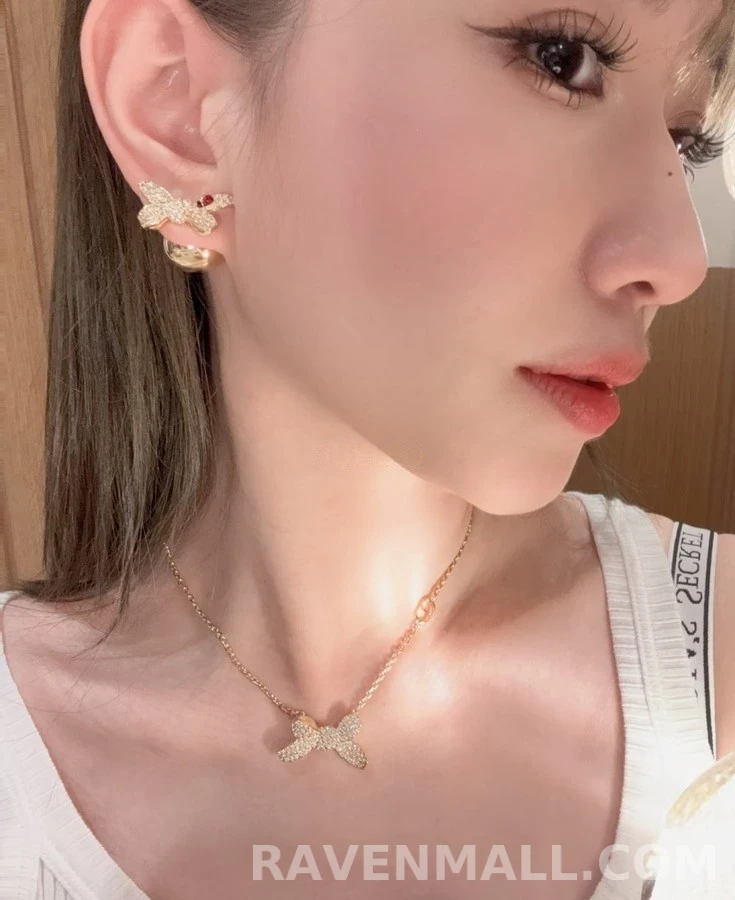 디올 디올 풀 다이아몬드 보우 목걸이 상세 이미지
