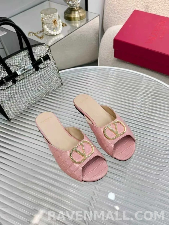 발렌티노 발렌티노 V 로고 악어 엠보싱 슬라이드 샌들 상세 이미지