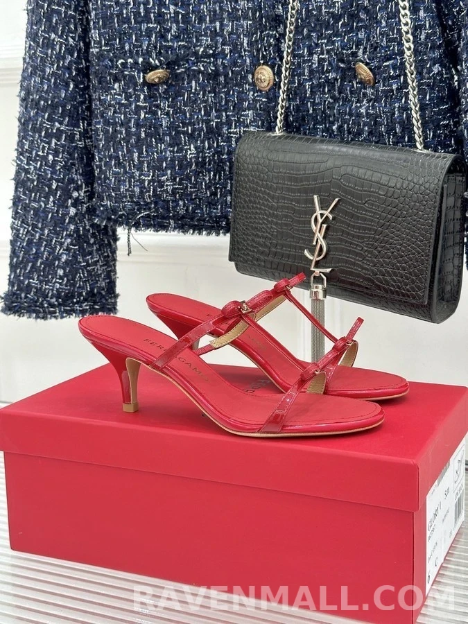 페라가모 페라가모 T스트랩 리본 힐 샌들 상세 이미지