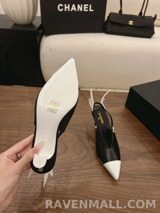 샤넬 샤넬 투톤 윙 디테일 슬링백 힐 상세 이미지