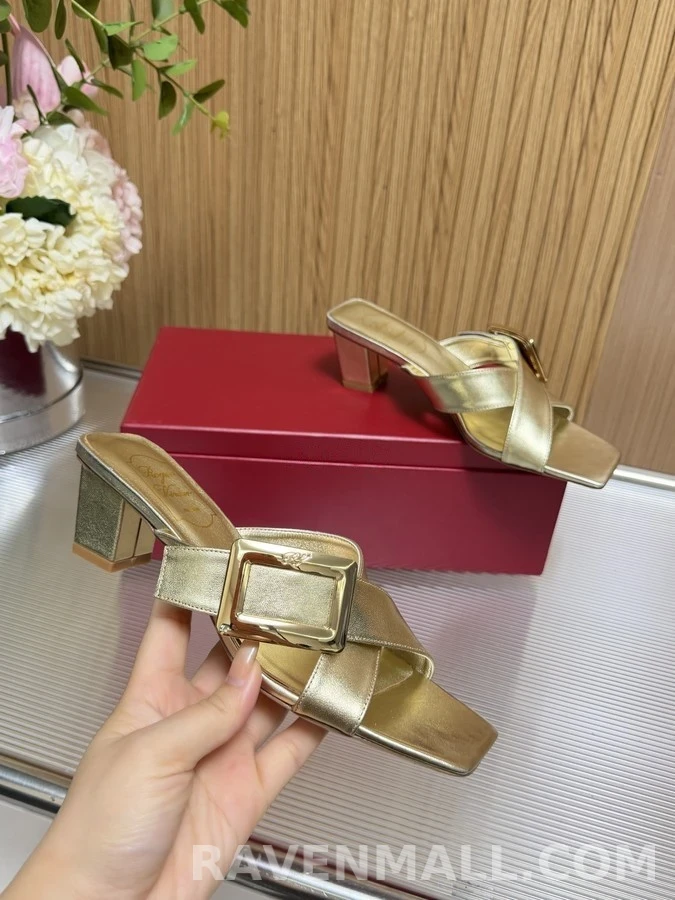로저 비비에 로저비비에 스퀘어 버클 크로스 스트랩 뮬 상세 이미지