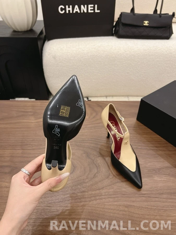 샤넬 샤넬 T-스트랩 배색 힐 상세 이미지