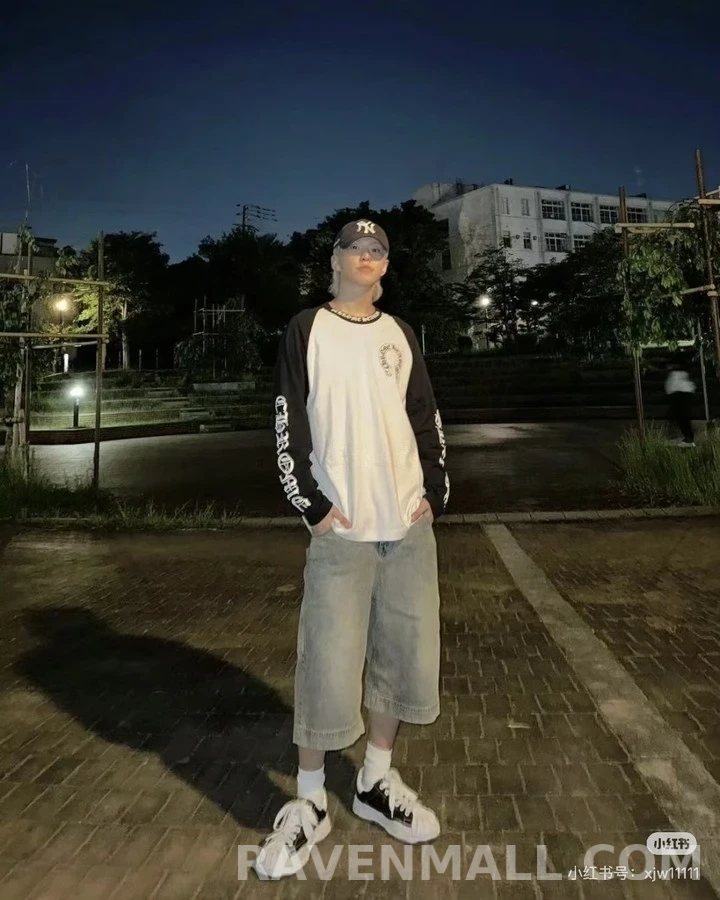 크롬하츠 크롬하츠 홀스슈 로고 배색 긴팔 티셔츠 상세 이미지
