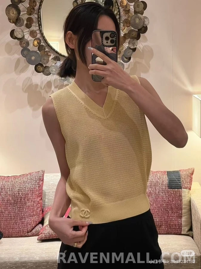 샤넬 샤넬 V넥 펀칭 니트 베스트 상세 이미지