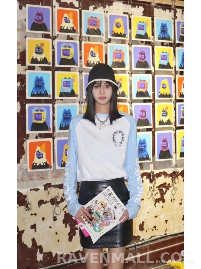 크롬하츠 크롬하츠 컬러블록 로고 긴팔 티셔츠 상세 이미지
