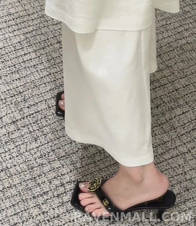 샤넬 샤넬 산차화 플라워 힐 샌들 상세 이미지