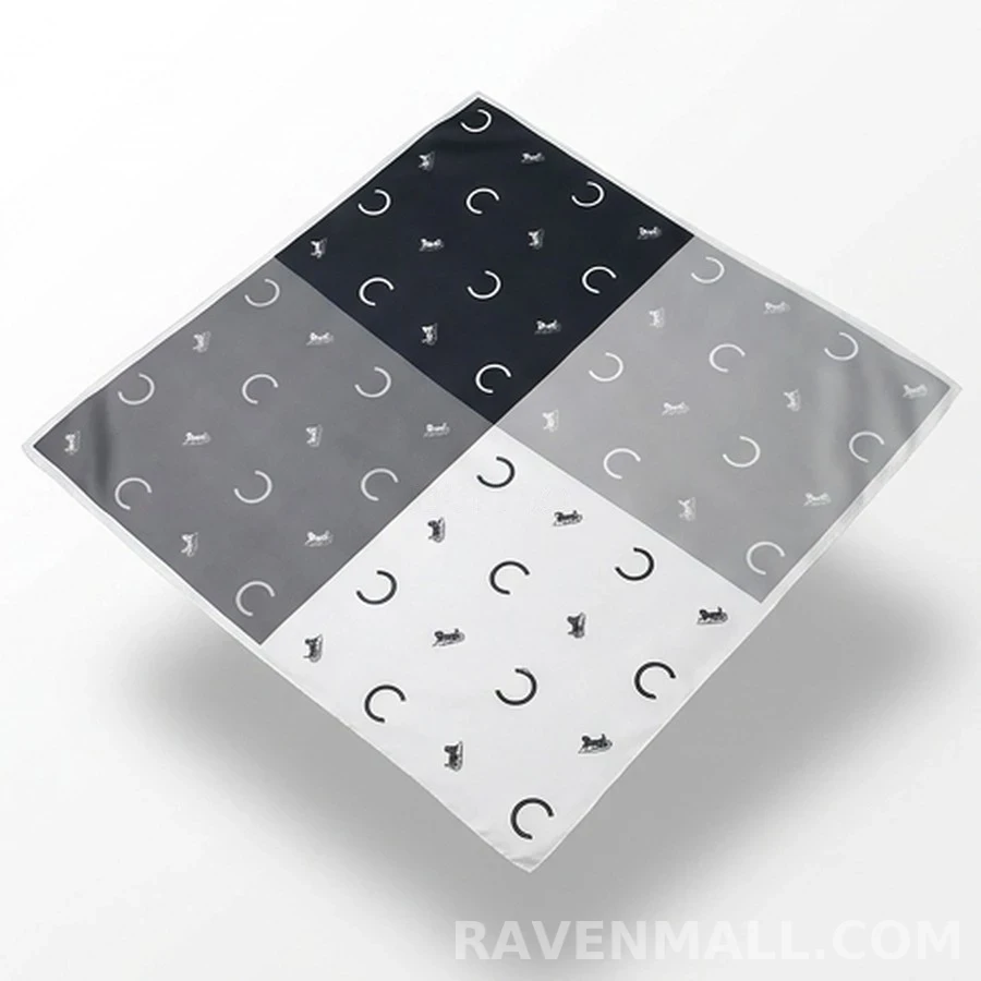 셀린느 셀린느 블록 패턴 크레센트 C 로고 실크 스카프 상세 이미지