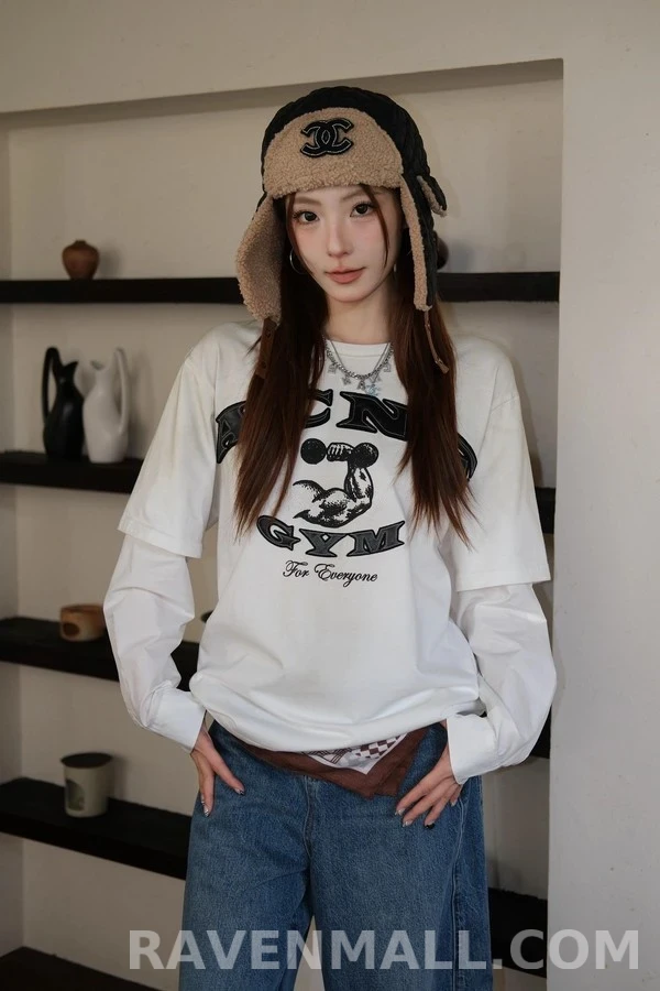 아크네 스튜디오 아크네 스튜디오 ACNE GYM 그래픽 레이어드 긴팔 티셔츠 상세 이미지
