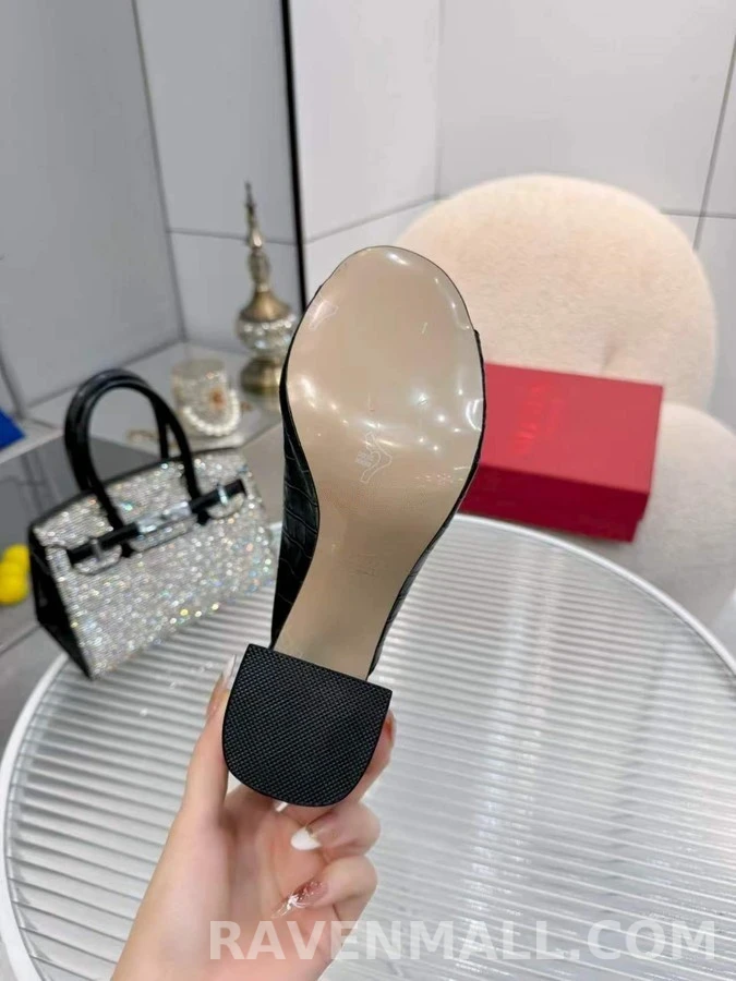 발렌티노 발렌티노 V 로고 악어 엠보 뮬 상세 이미지